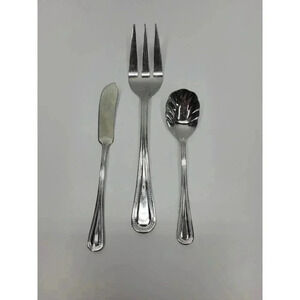 Cuisinart Tuscan Bead Flatware 18/10 Serving Fork, Sugar Spoon, Butter Knife